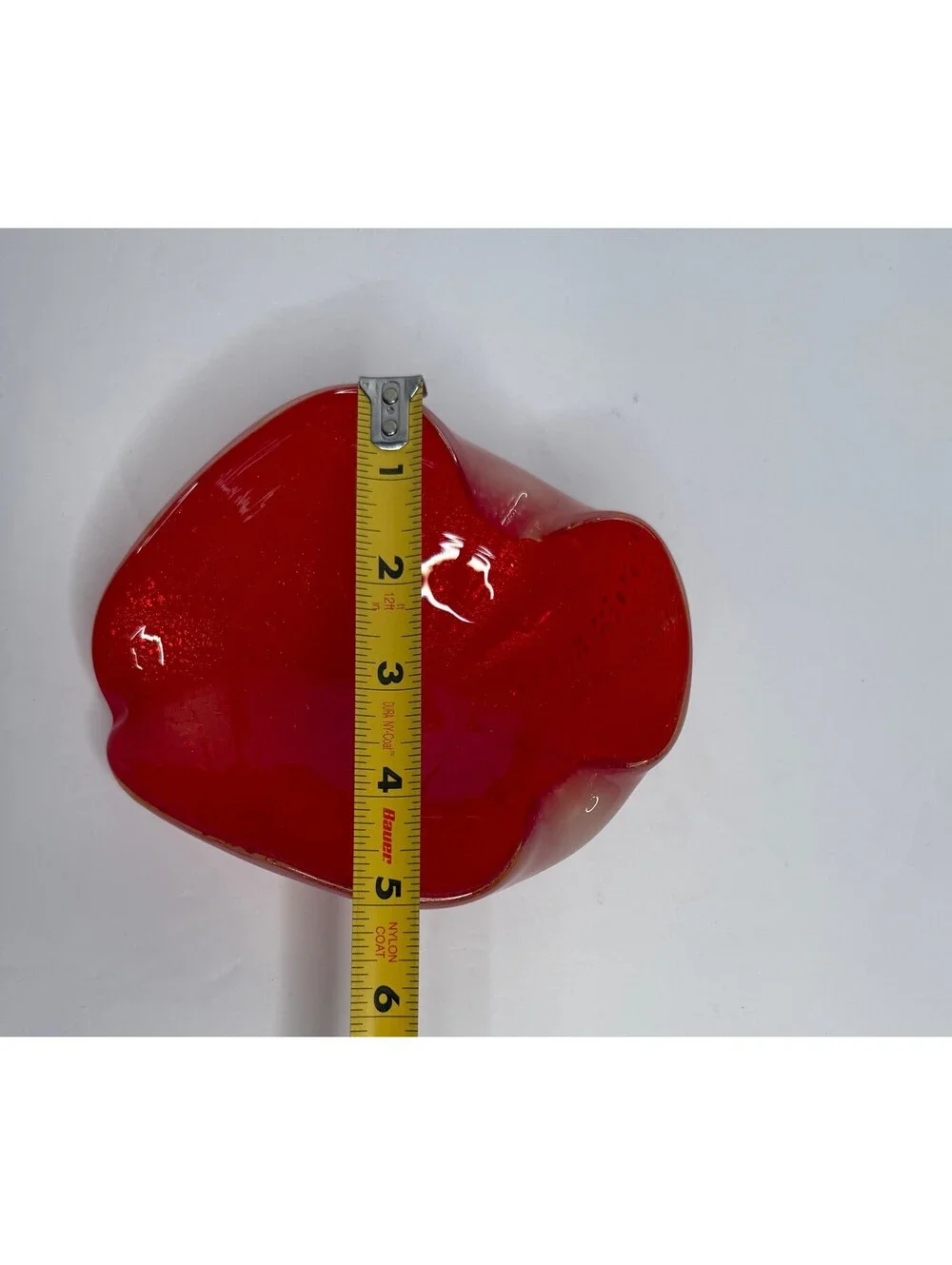 Vintage Murano Style Red Pink Art Glass Ashtray Bowl Controlled Bubble
